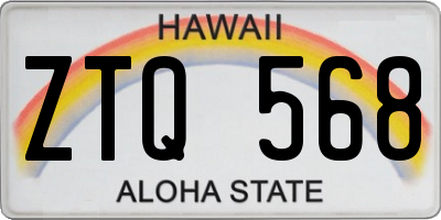 HI license plate ZTQ568