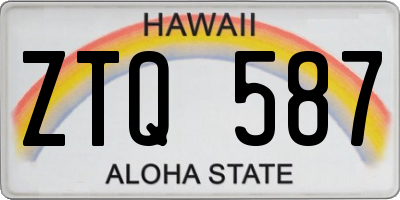 HI license plate ZTQ587