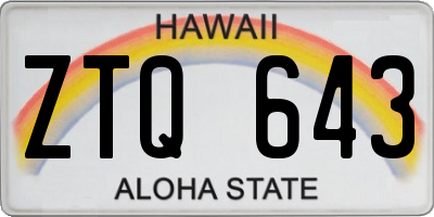 HI license plate ZTQ643