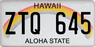 HI license plate ZTQ645