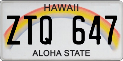 HI license plate ZTQ647