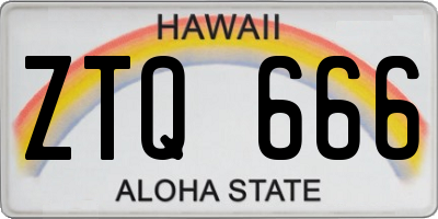 HI license plate ZTQ666