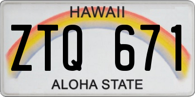 HI license plate ZTQ671