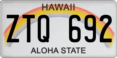 HI license plate ZTQ692