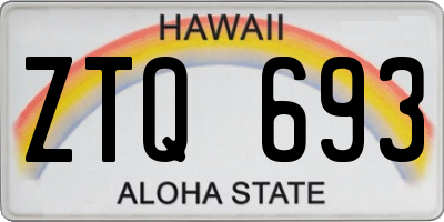 HI license plate ZTQ693