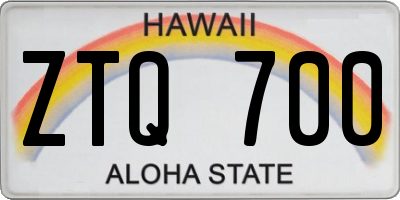 HI license plate ZTQ700