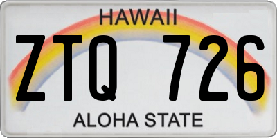HI license plate ZTQ726