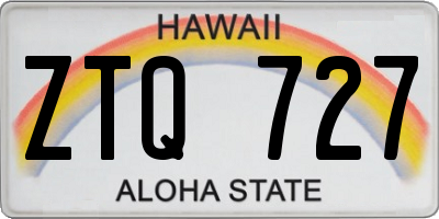 HI license plate ZTQ727