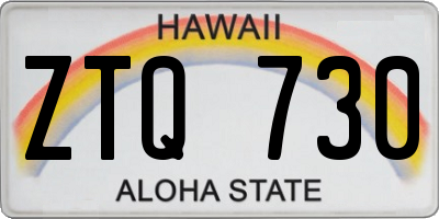 HI license plate ZTQ730