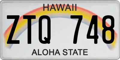 HI license plate ZTQ748