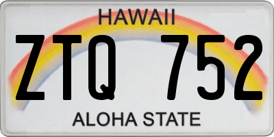 HI license plate ZTQ752
