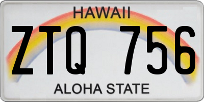 HI license plate ZTQ756