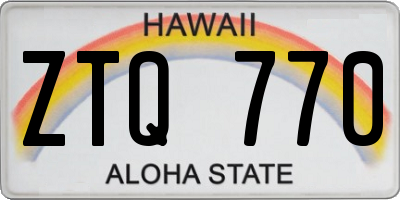 HI license plate ZTQ770