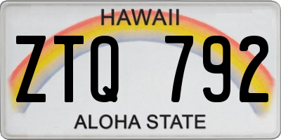 HI license plate ZTQ792