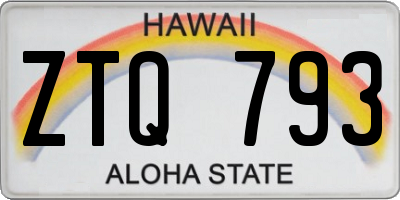 HI license plate ZTQ793
