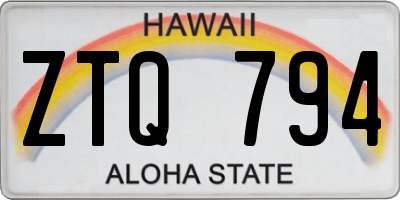 HI license plate ZTQ794