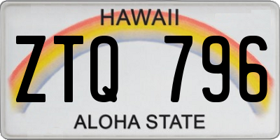 HI license plate ZTQ796