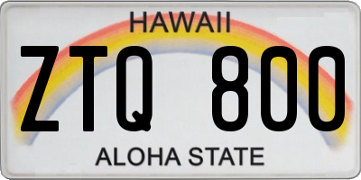 HI license plate ZTQ800