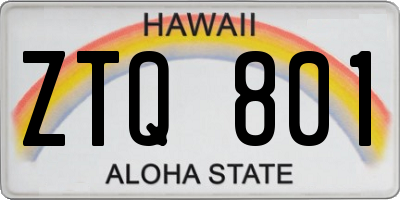 HI license plate ZTQ801
