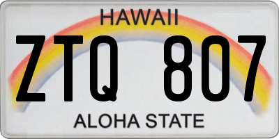 HI license plate ZTQ807
