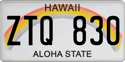 HI license plate ZTQ830