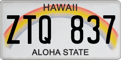 HI license plate ZTQ837