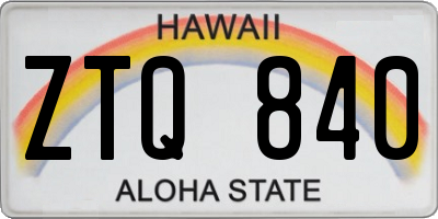 HI license plate ZTQ840
