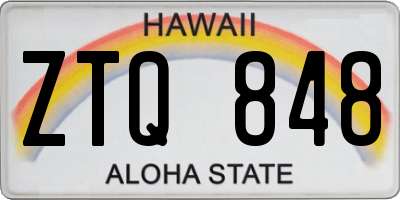 HI license plate ZTQ848
