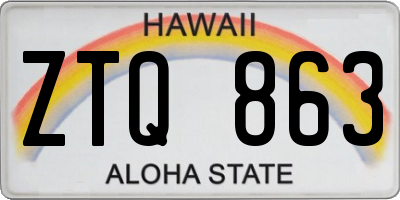 HI license plate ZTQ863