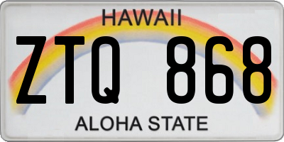 HI license plate ZTQ868