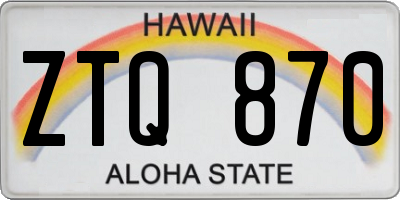 HI license plate ZTQ870