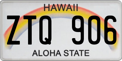 HI license plate ZTQ906