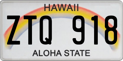 HI license plate ZTQ918