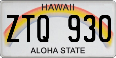HI license plate ZTQ930