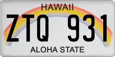 HI license plate ZTQ931