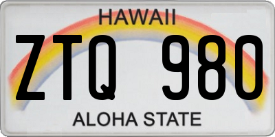 HI license plate ZTQ980