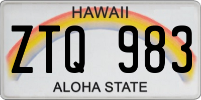 HI license plate ZTQ983