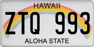 HI license plate ZTQ993
