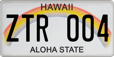 HI license plate ZTR004