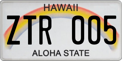 HI license plate ZTR005