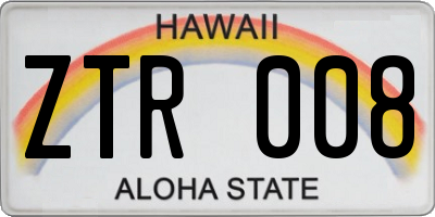 HI license plate ZTR008