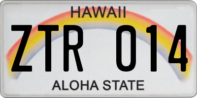 HI license plate ZTR014