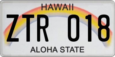 HI license plate ZTR018