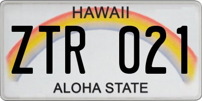 HI license plate ZTR021