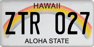 HI license plate ZTR027