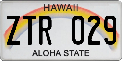 HI license plate ZTR029