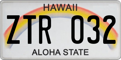 HI license plate ZTR032