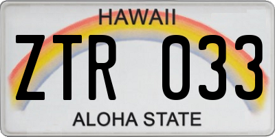 HI license plate ZTR033