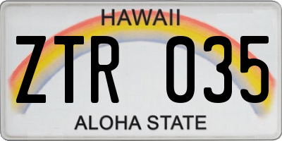 HI license plate ZTR035