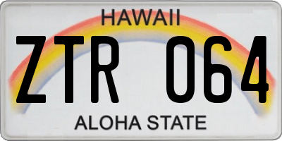 HI license plate ZTR064